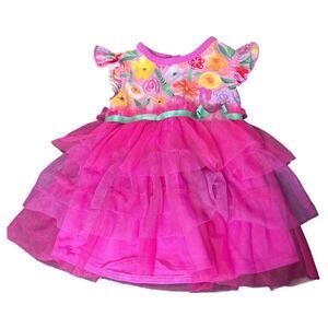 Matilda Jane Pink Floral Layered Tulle Skirt Dress 3-6m